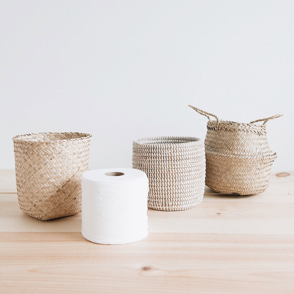 Woven Lidded Container Basket - White